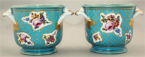 A pair of Minton Sevres style half bottle wine coolers, mid 19th century, 11.3cm.